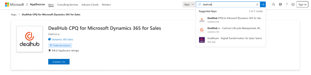 DealHub Microsoft AppSource for relationship sales